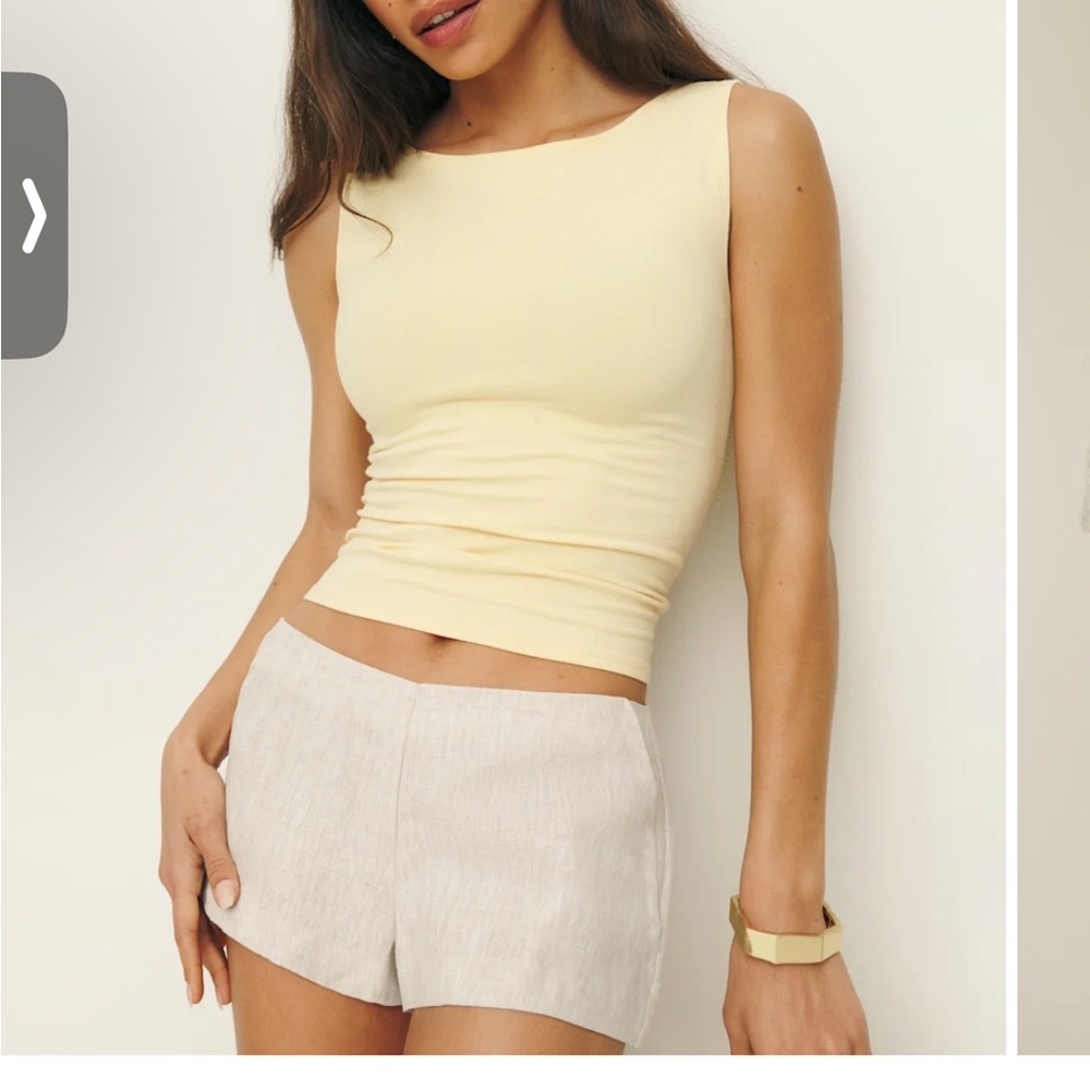 Reformation June Low Rise Linen Short Natural - Size 10